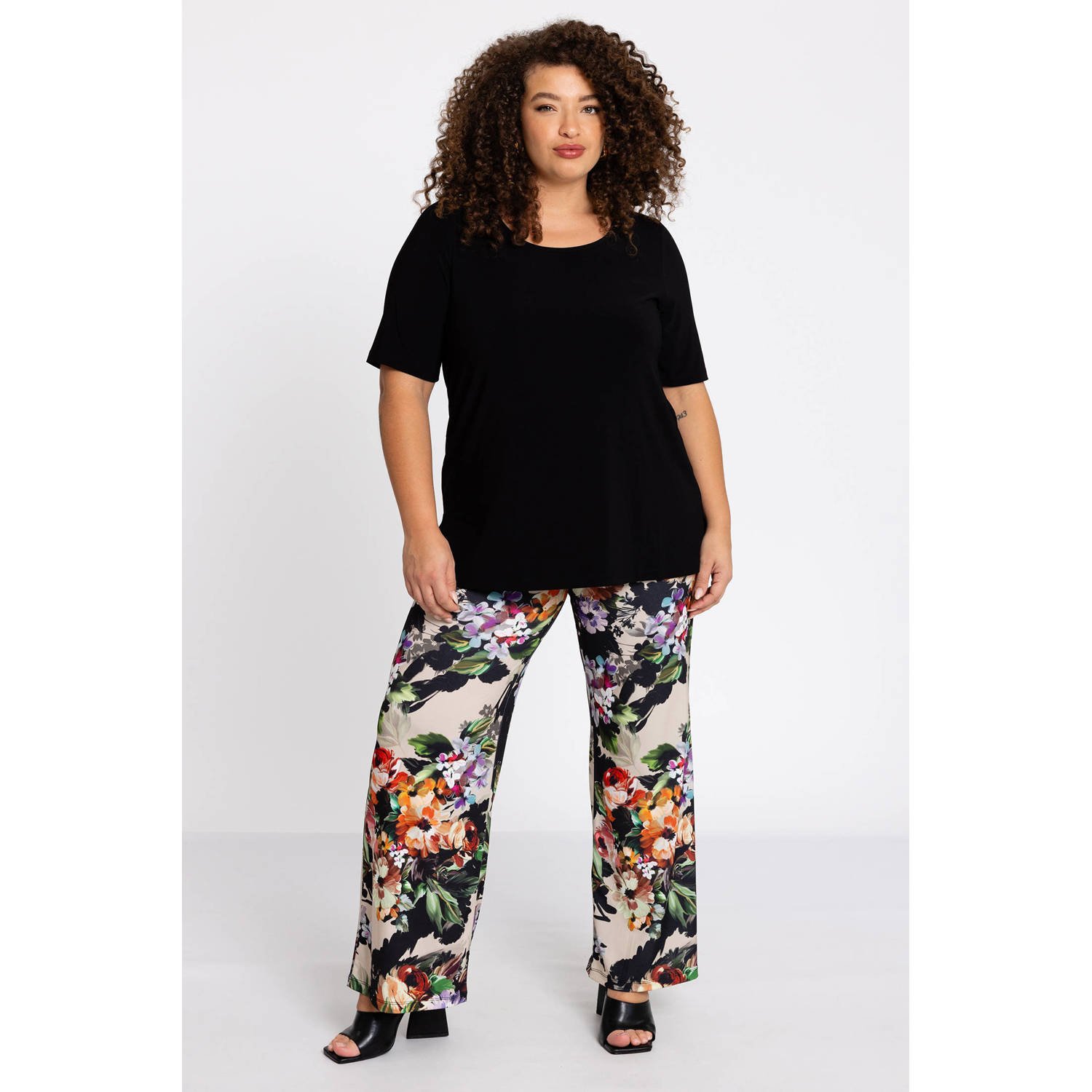 YOEK wide leg regular waist broek multi