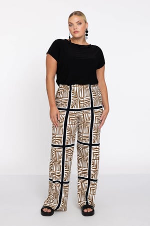 straight regular waist broek beige