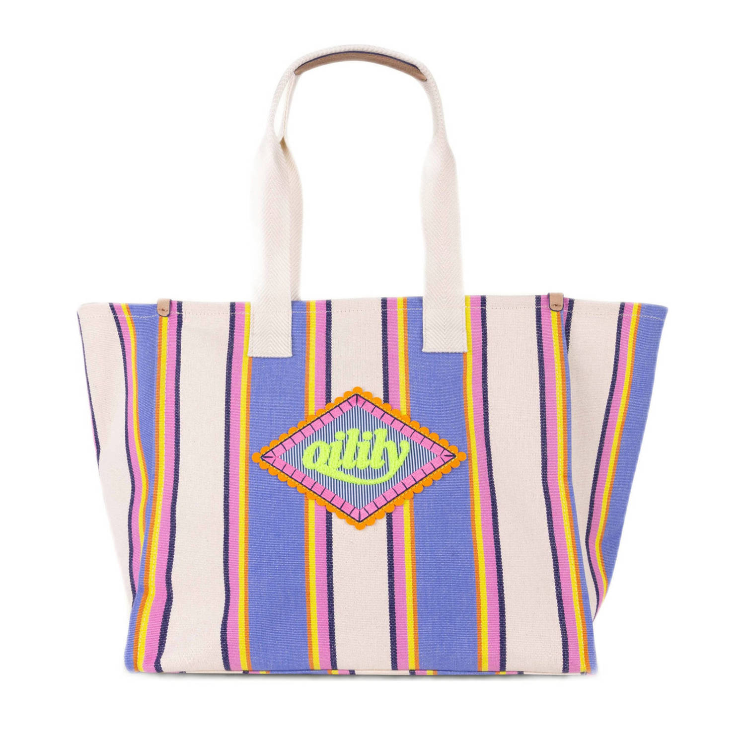 Oilily shopper Sea met strepen blauw ecru
