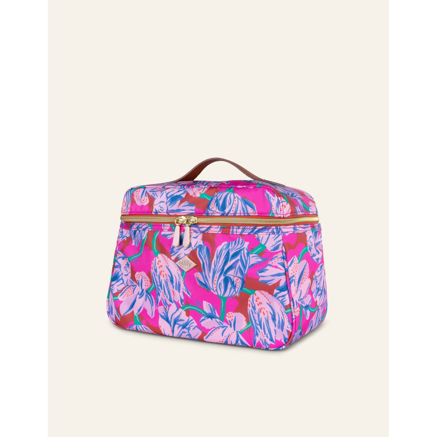 Oilily beautycase Coco met bloemen fuchsia blauw