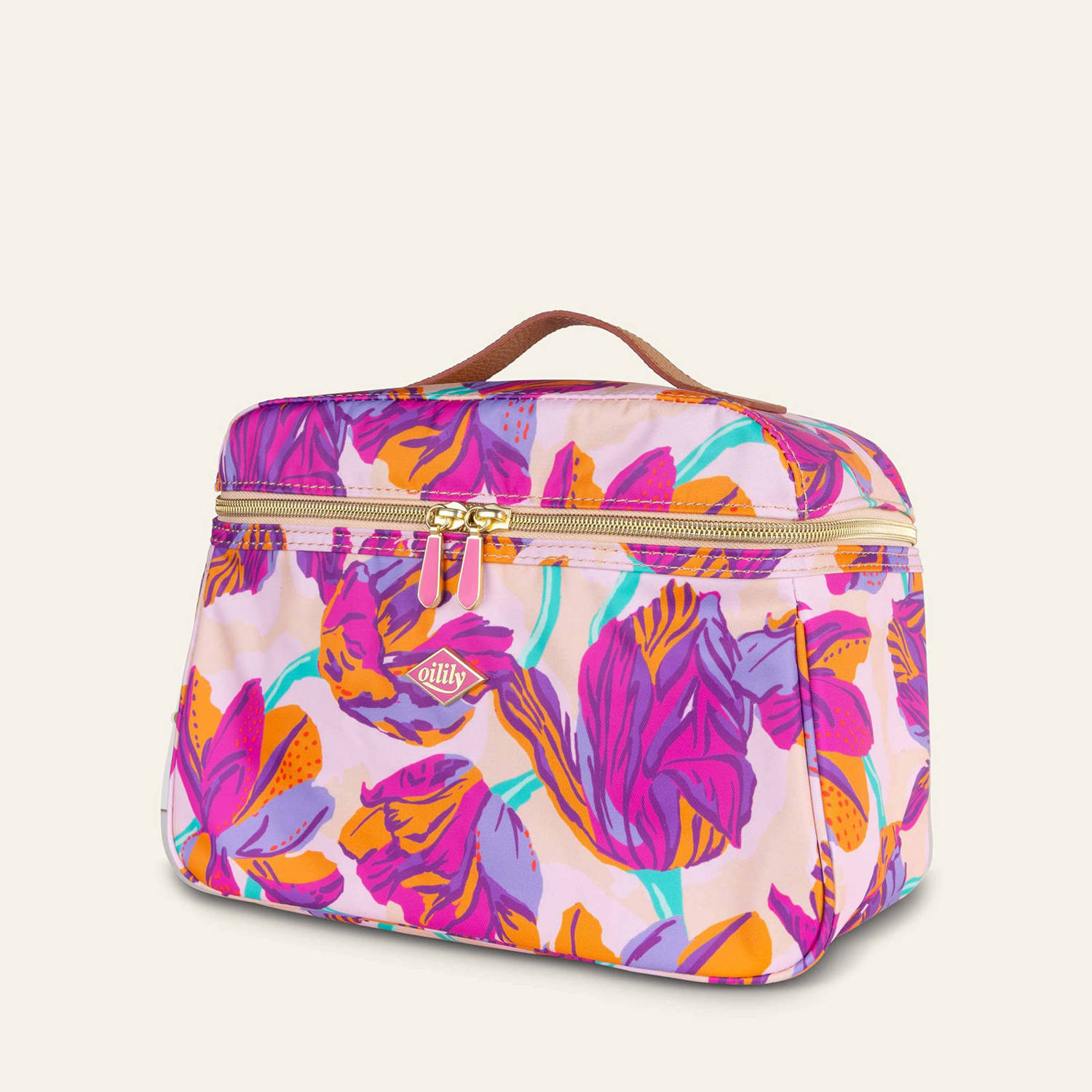Oilily beautycase Coco met bloemen fuchsia