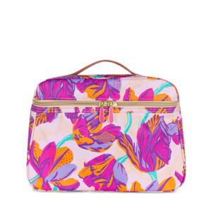 beautycase Coco met bloemen fuchsia