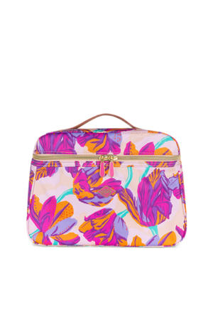 beautycase Coco met bloemen fuchsia