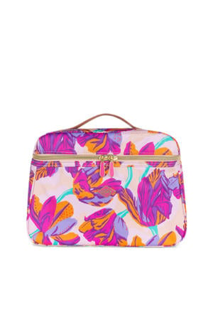 beautycase Coco met bloemen fuchsia