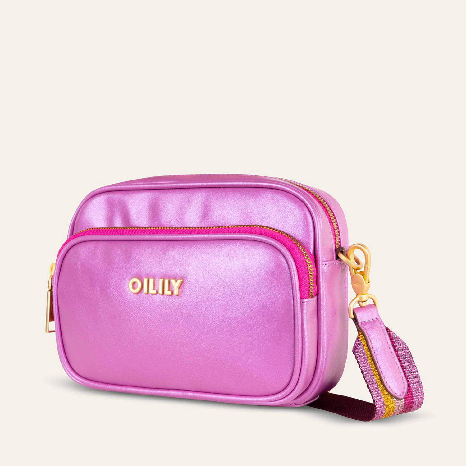 Oilily metallic crossbody tas Smiley paars
