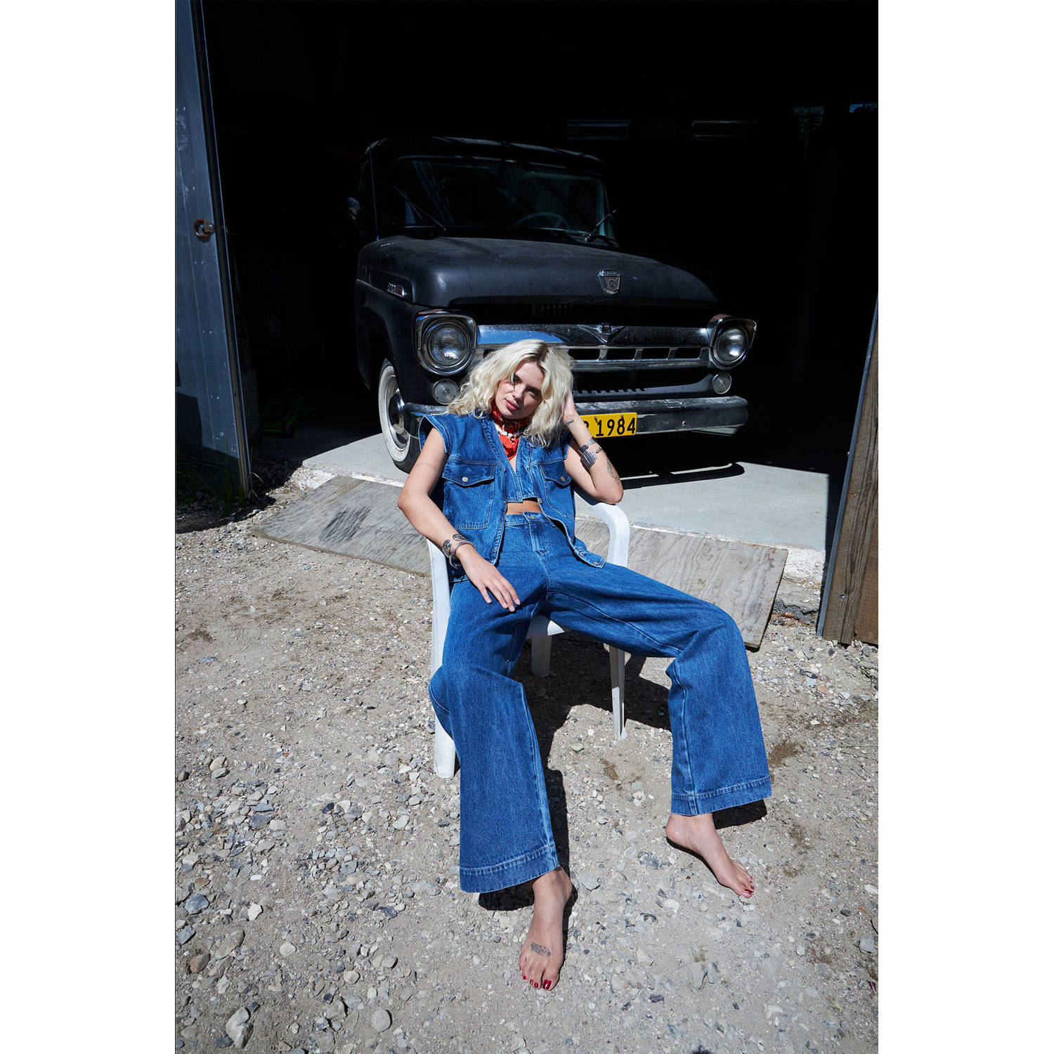 Lollys laundry high waist medium blue denim
