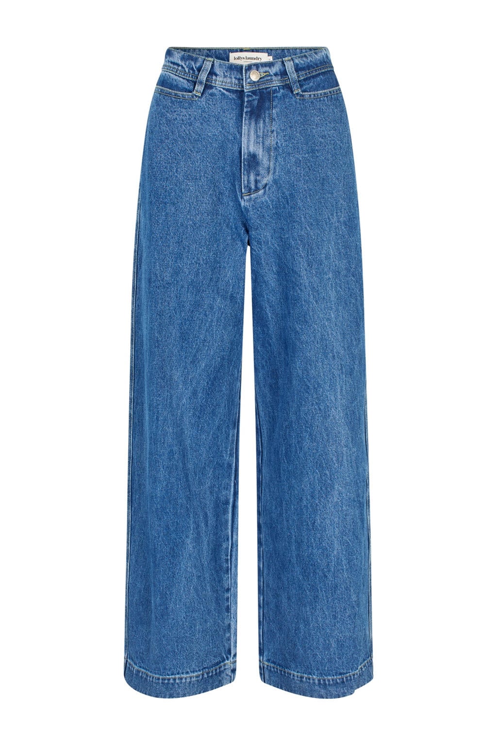 Medium blue denim dames Lollys Laundry high waist van denim met rits- en knoopsluiting en effen
