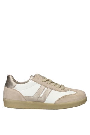 leren sneakers beige/wit
