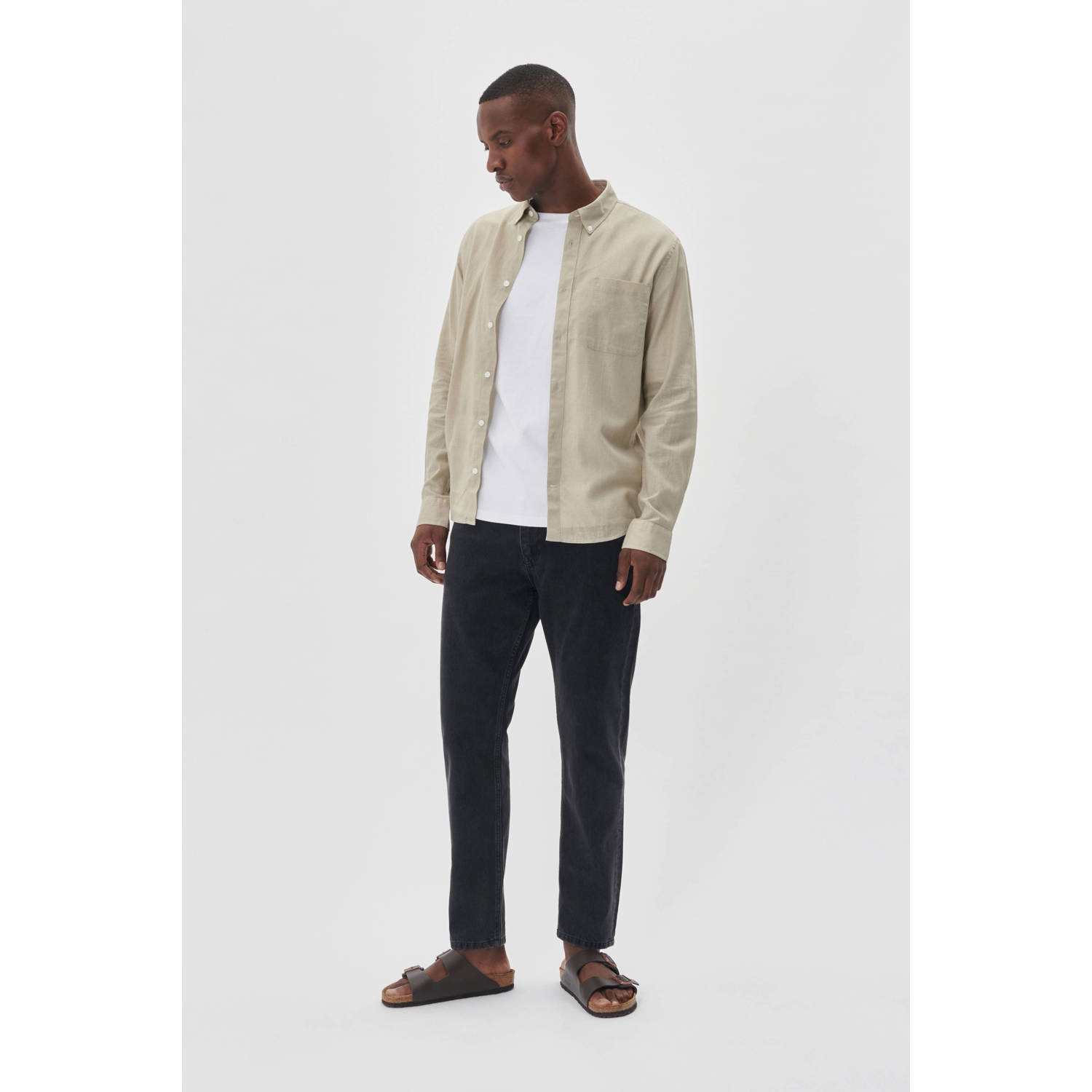 Matinique linnen casual overhemd beige