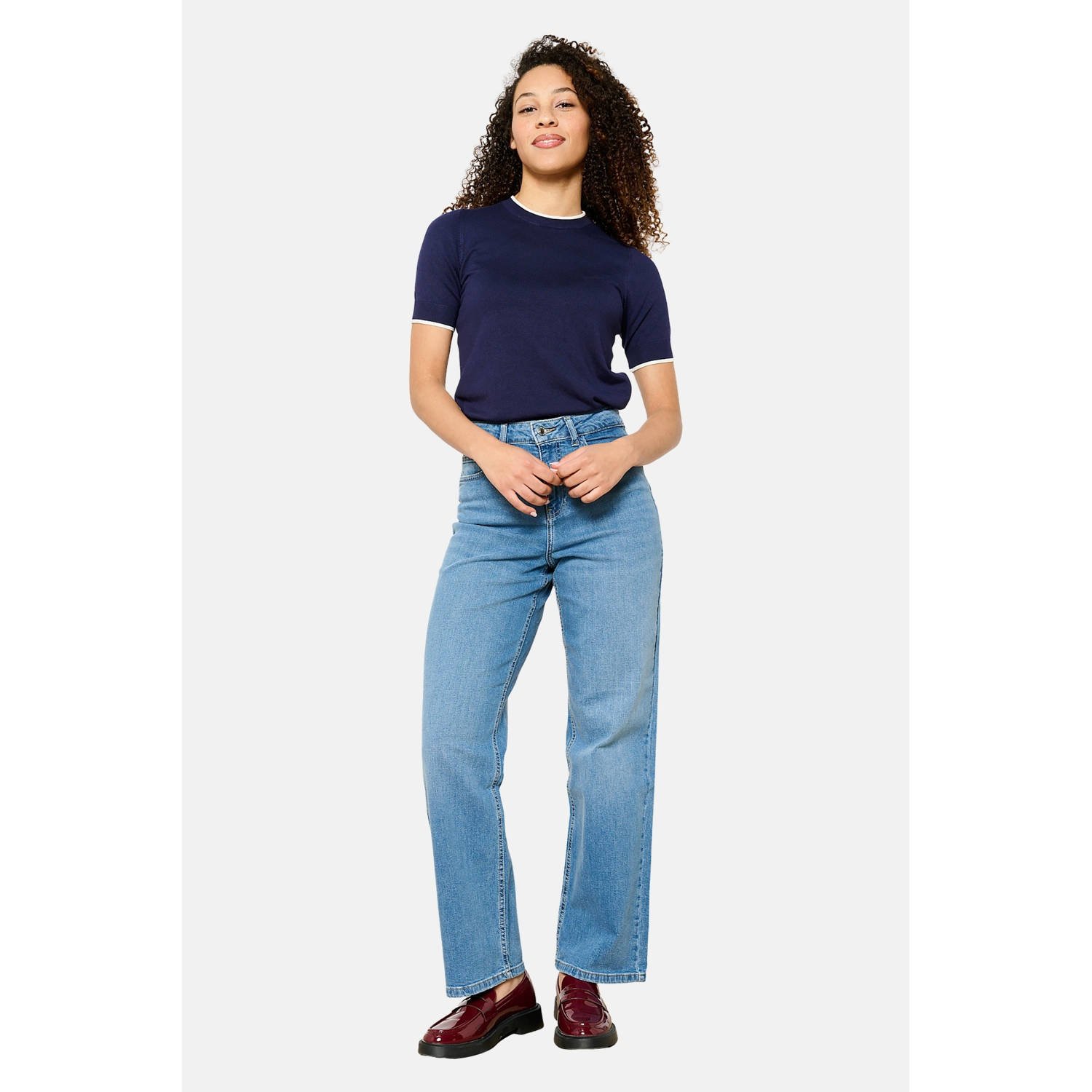 LOLALIZA high waist wide leg jeans medium blue denim