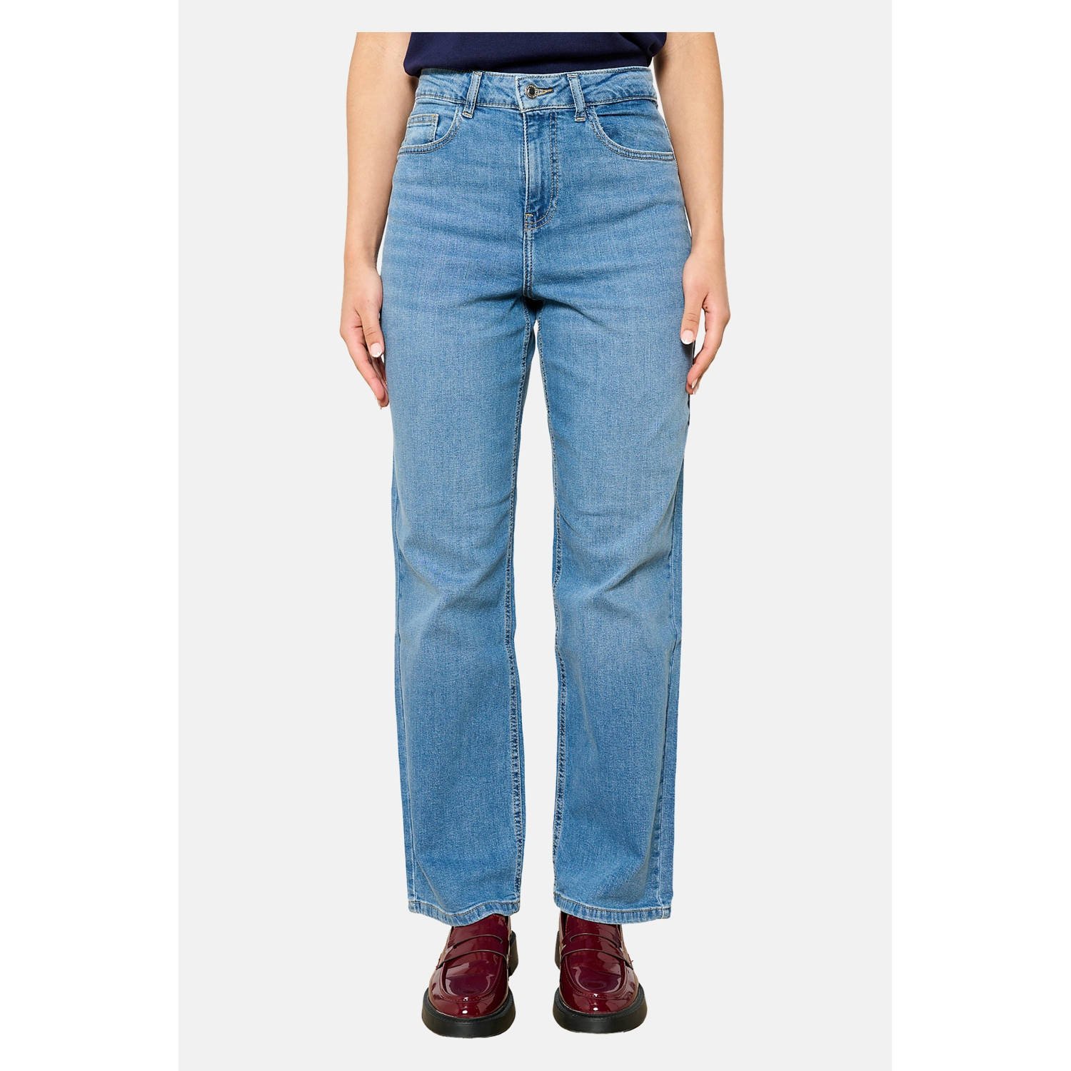LOLALIZA high waist wide leg jeans medium blue denim