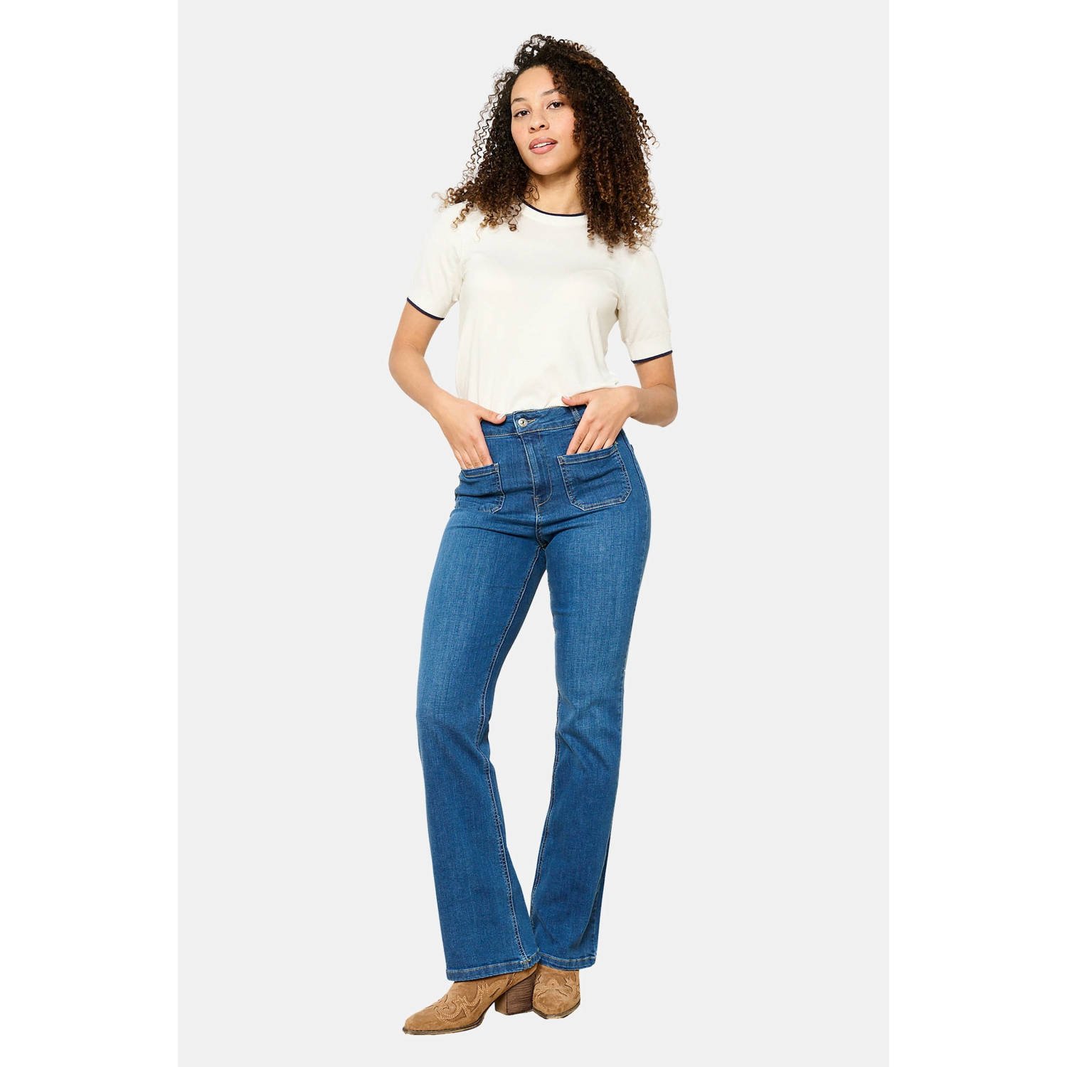 LOLALIZA high waist bootcut jeans medium blue denim