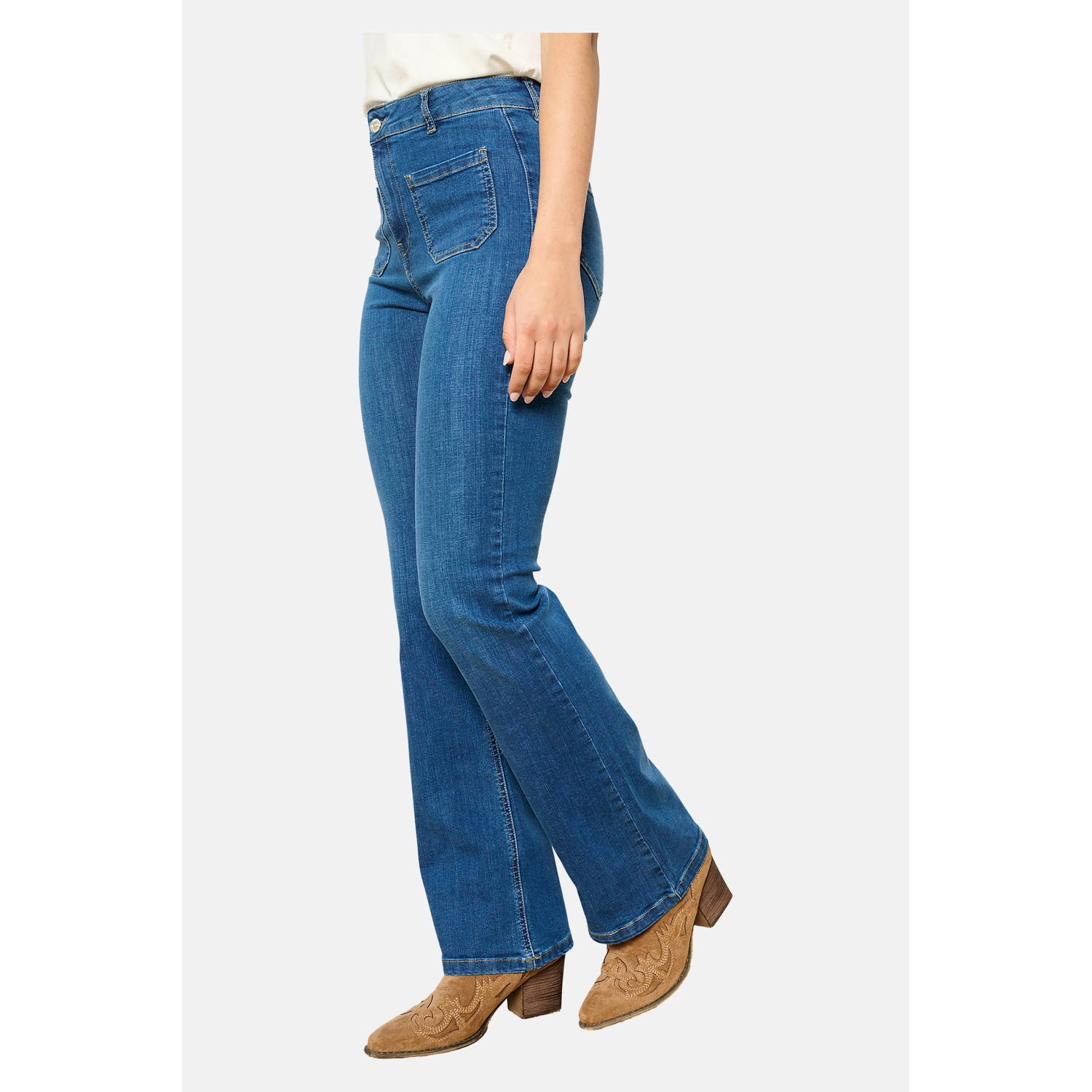 LOLALIZA high waist bootcut jeans medium blue denim