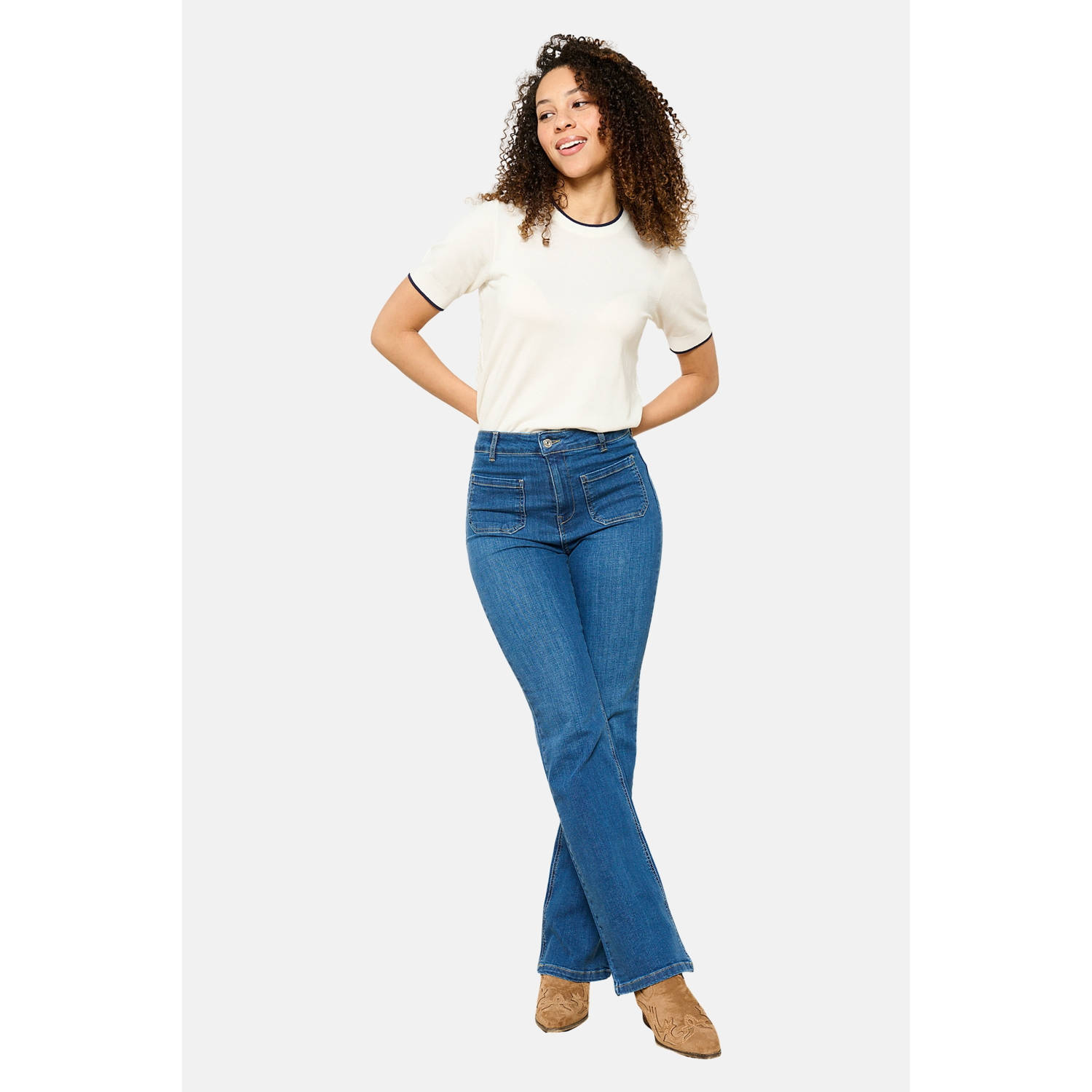 LOLALIZA high waist bootcut jeans medium blue denim