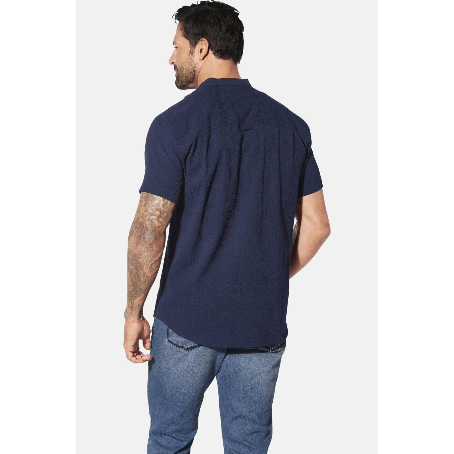 Jan Vanderstorm casual overhemd donkerblauw