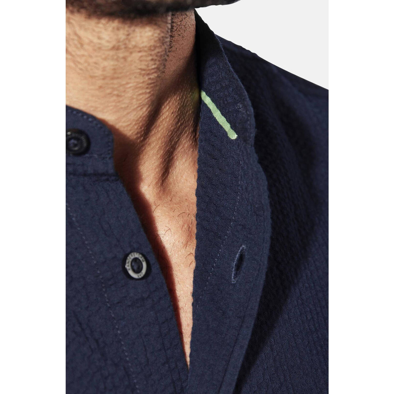 Jan Vanderstorm casual overhemd donkerblauw
