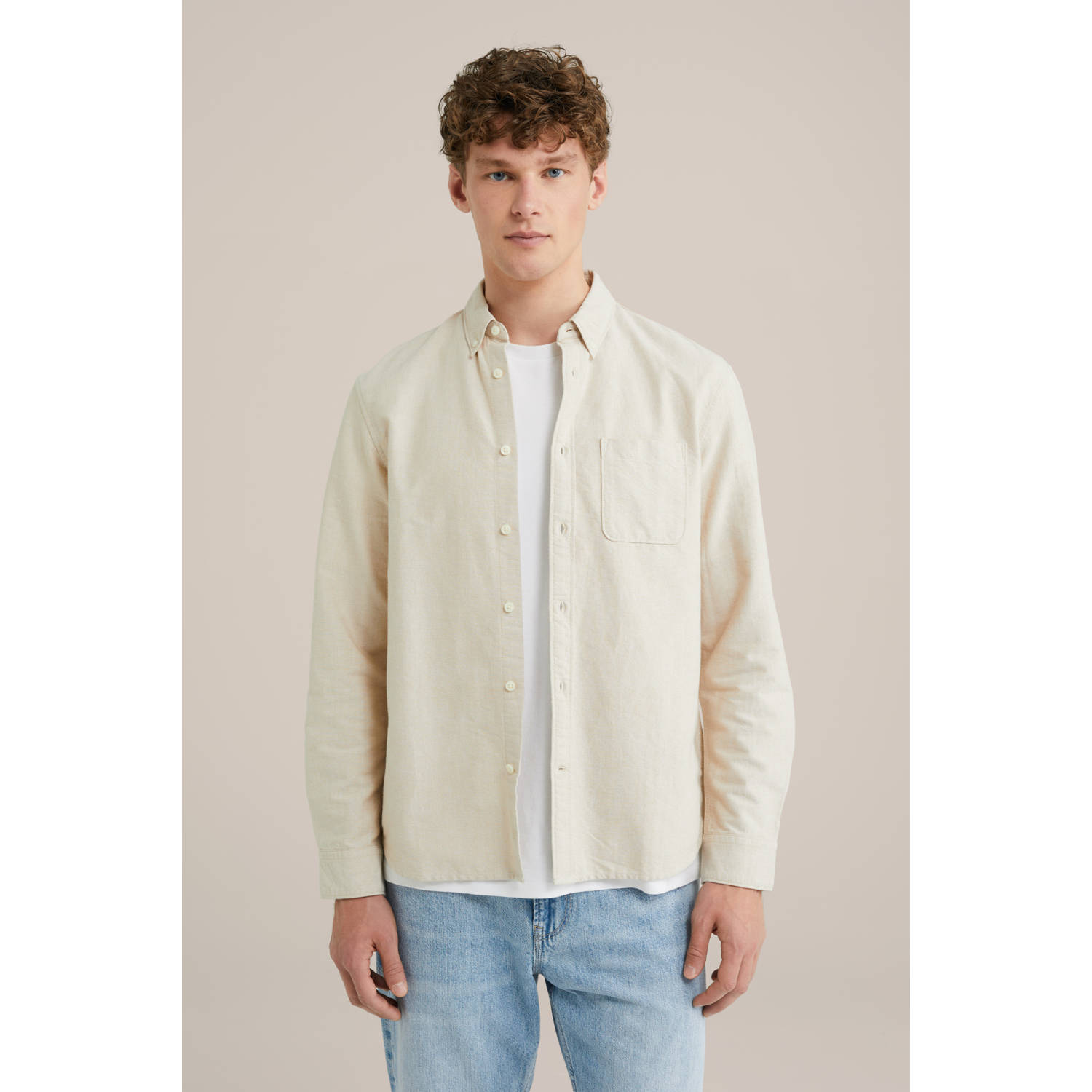 WE Fashion WE Fundamentals casual overhemd ecru