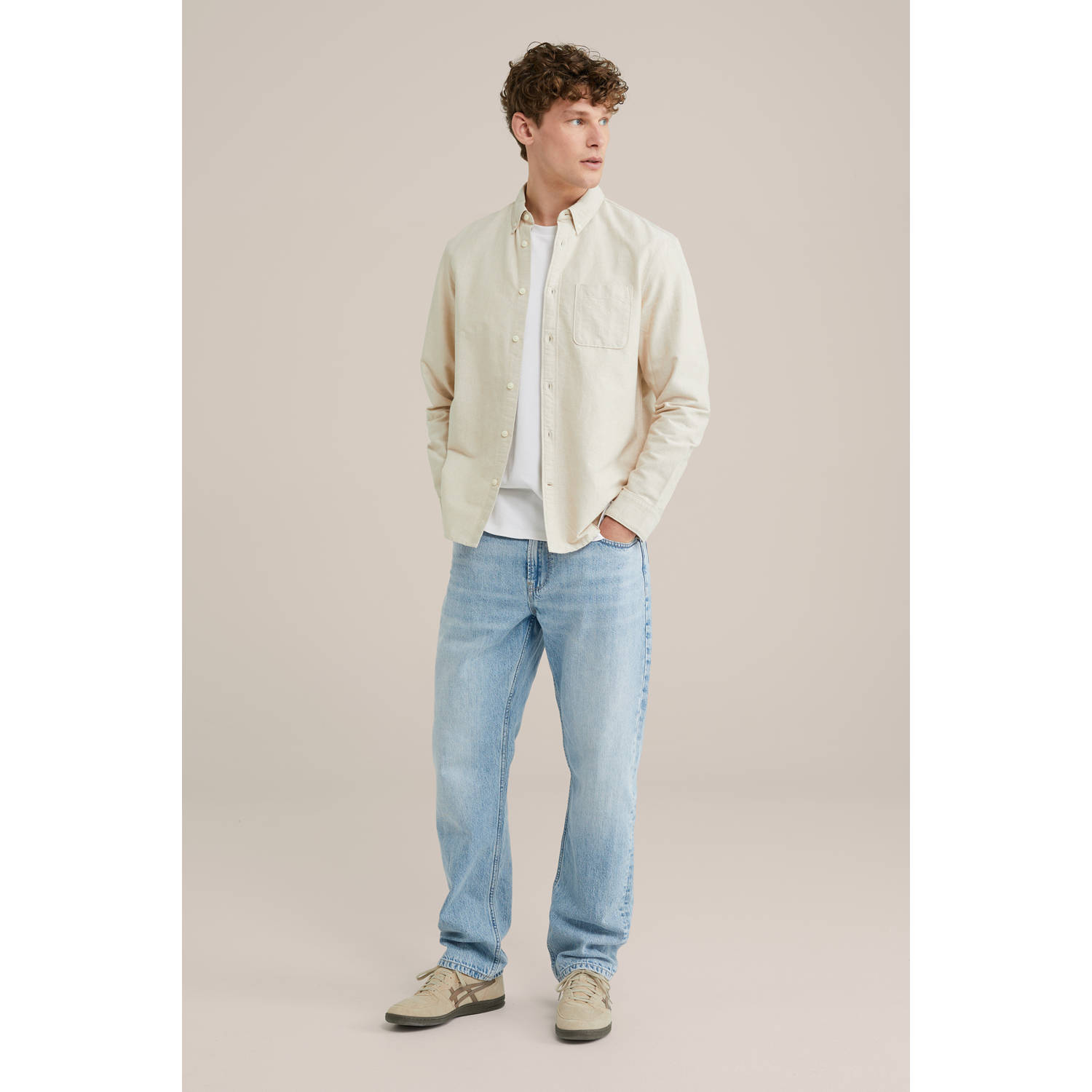 WE Fashion WE Fundamentals casual overhemd ecru