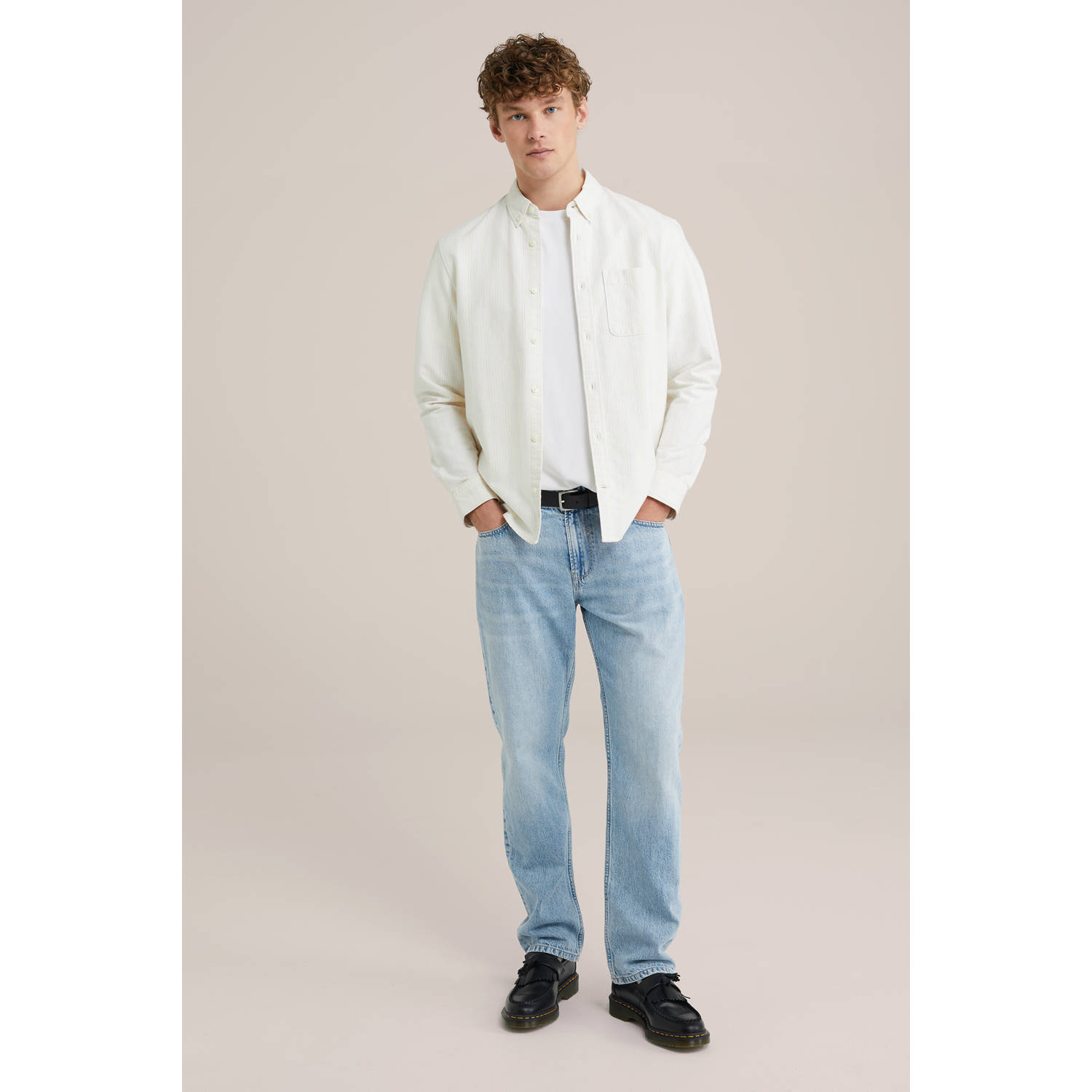 WE Fashion WE Fundamentals gestreept overhemd ecru