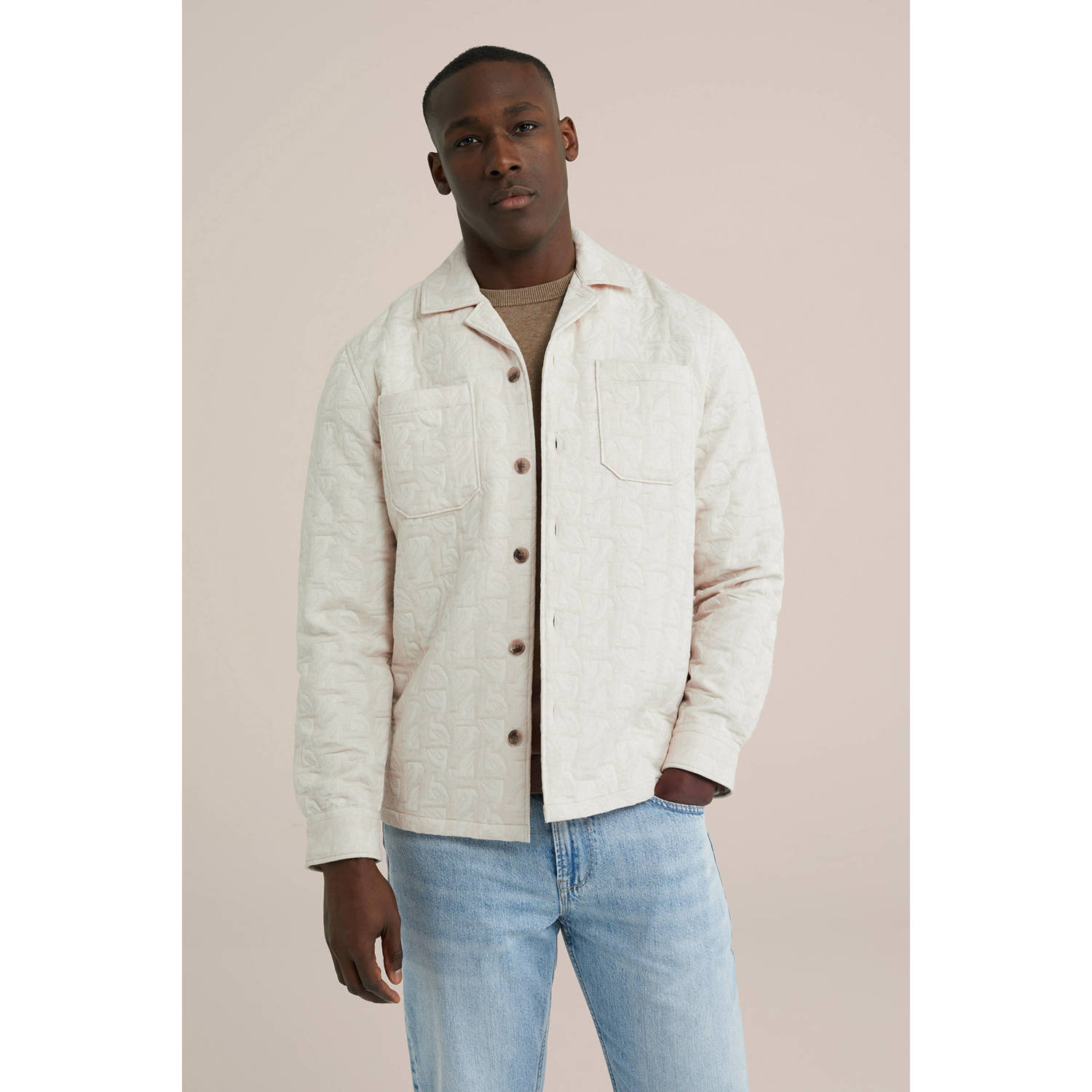 WE Fashion overshirt met textuur ecru
