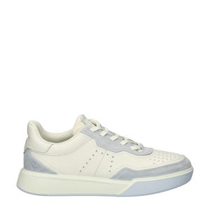 Street Court  leren sneakers wit/lichtblauw