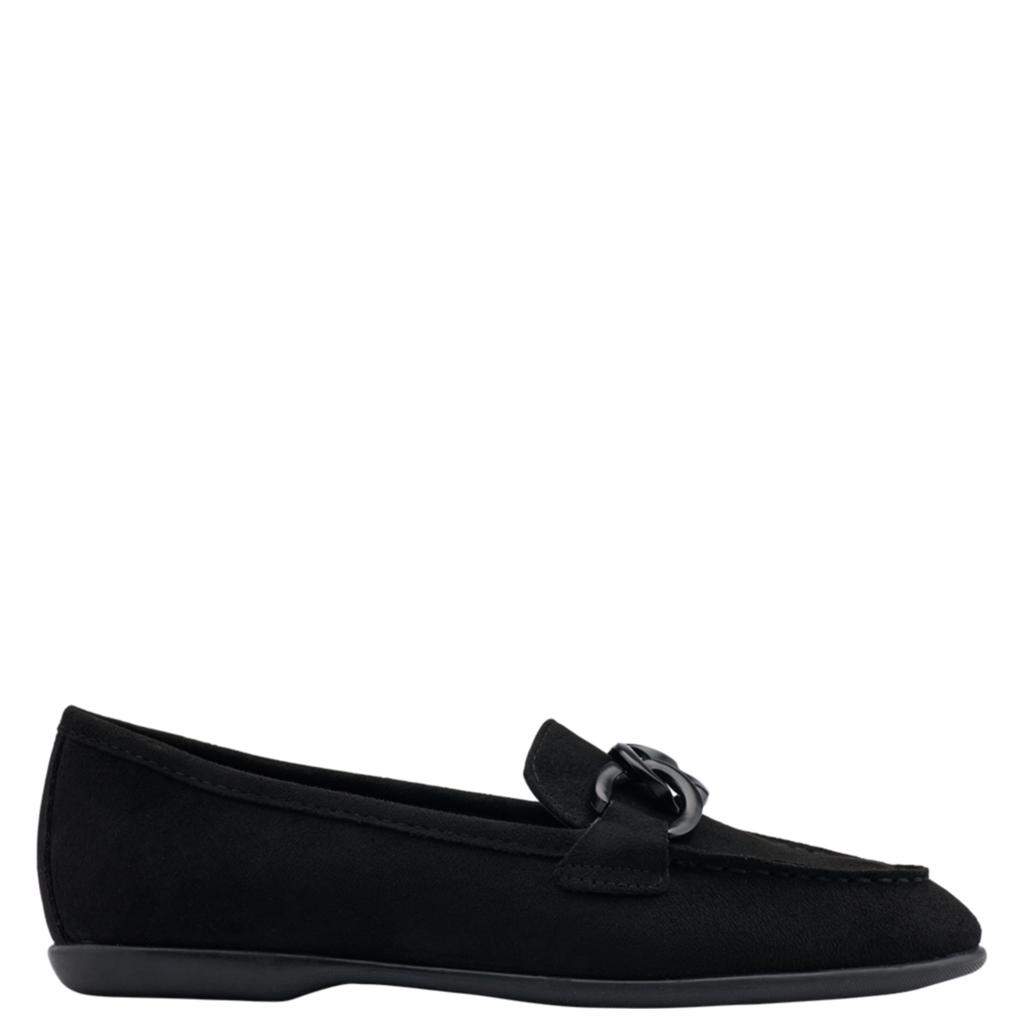 Zwarte dames Graceland loafers van imitatiesuède