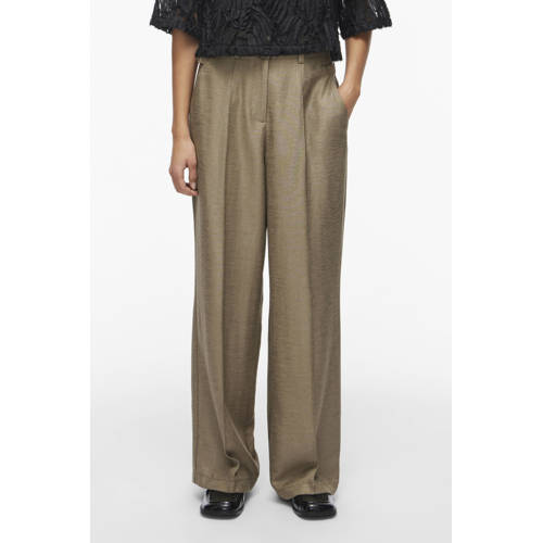 ROUGE EDIT rechtvallend regular waist casual broek beige afbeelding