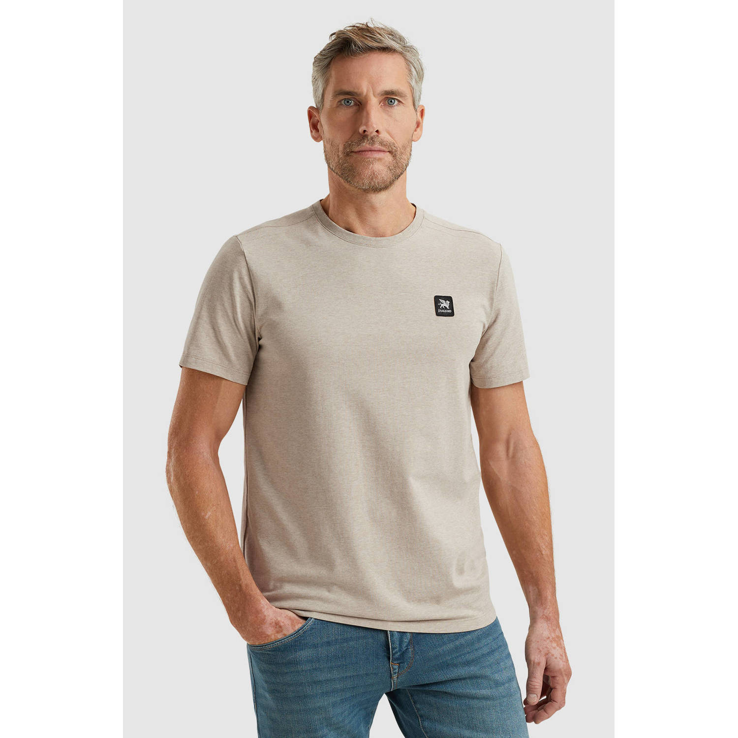 Vanguard Katoenen jersey T-shirt met korte mouwen Beige Heren