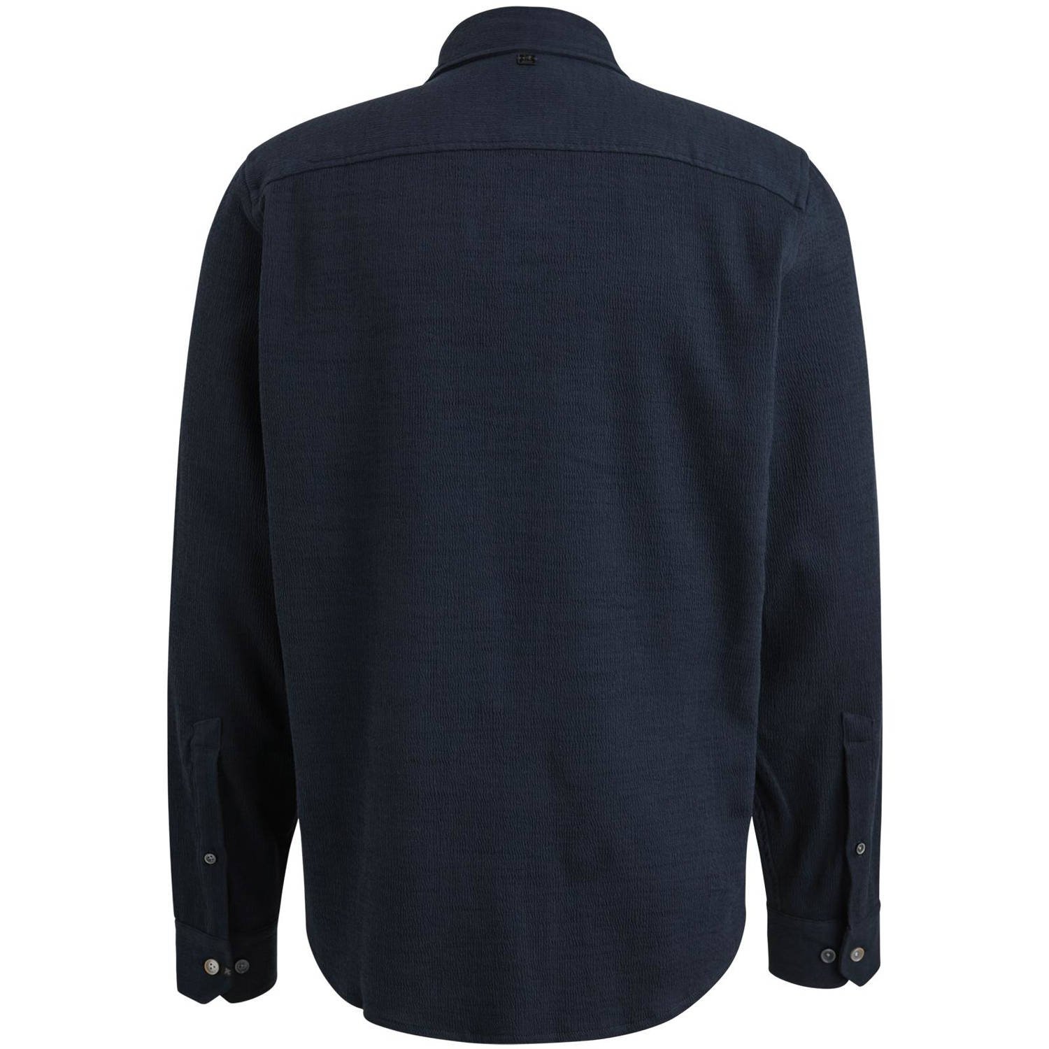 Vanguard casual overhemd met textuur donkerbruin
