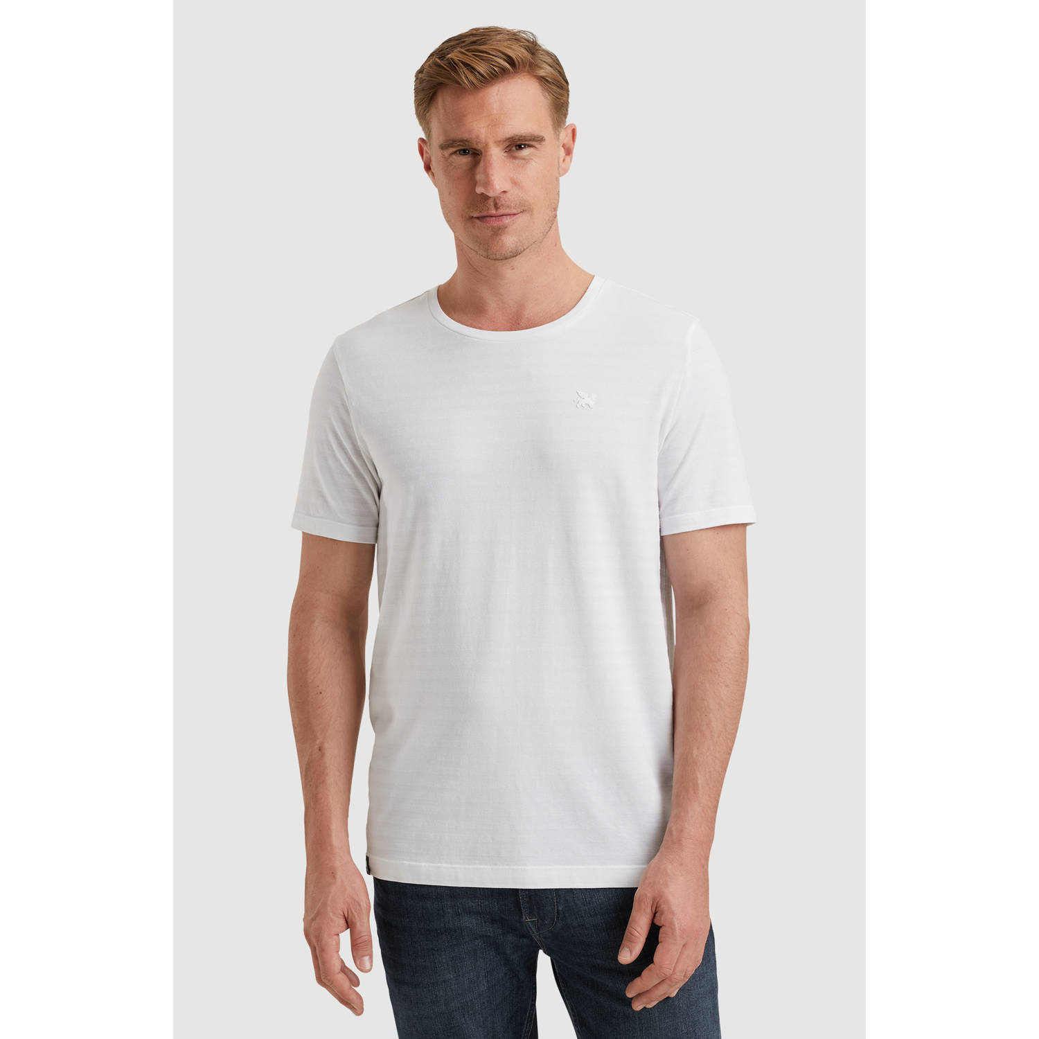 Vanguard T-shirt met ingebreid patroon wit