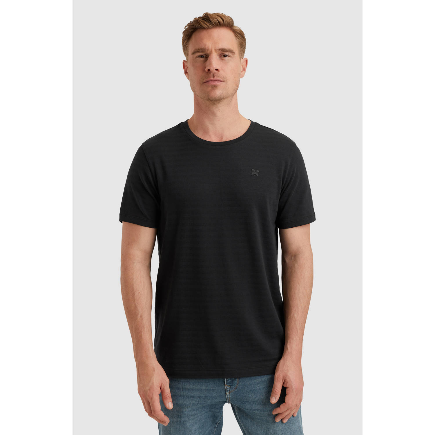 Vanguard T-shirt met ingebreid patroon zwart