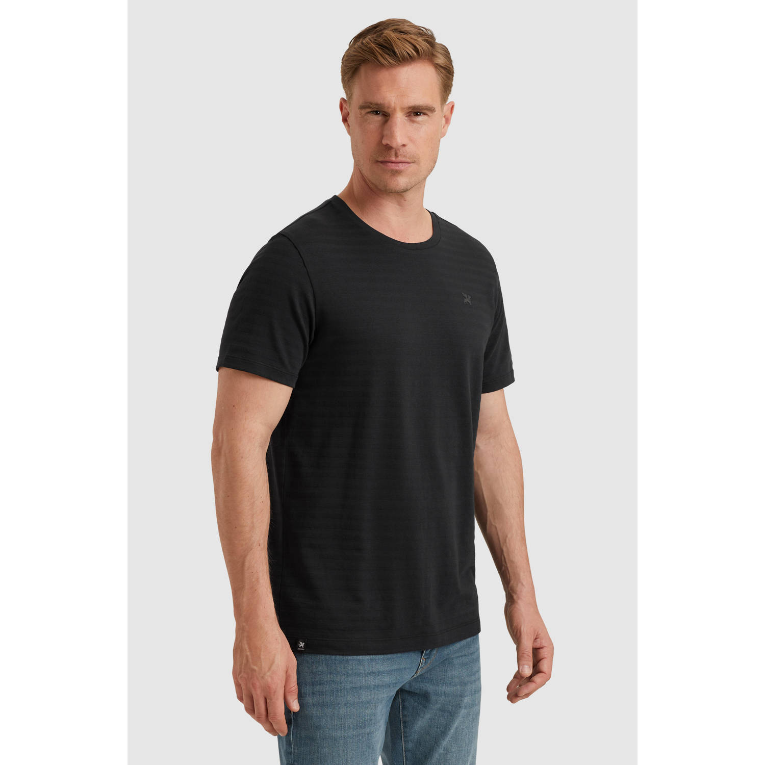 Vanguard T-shirt met ingebreid patroon zwart