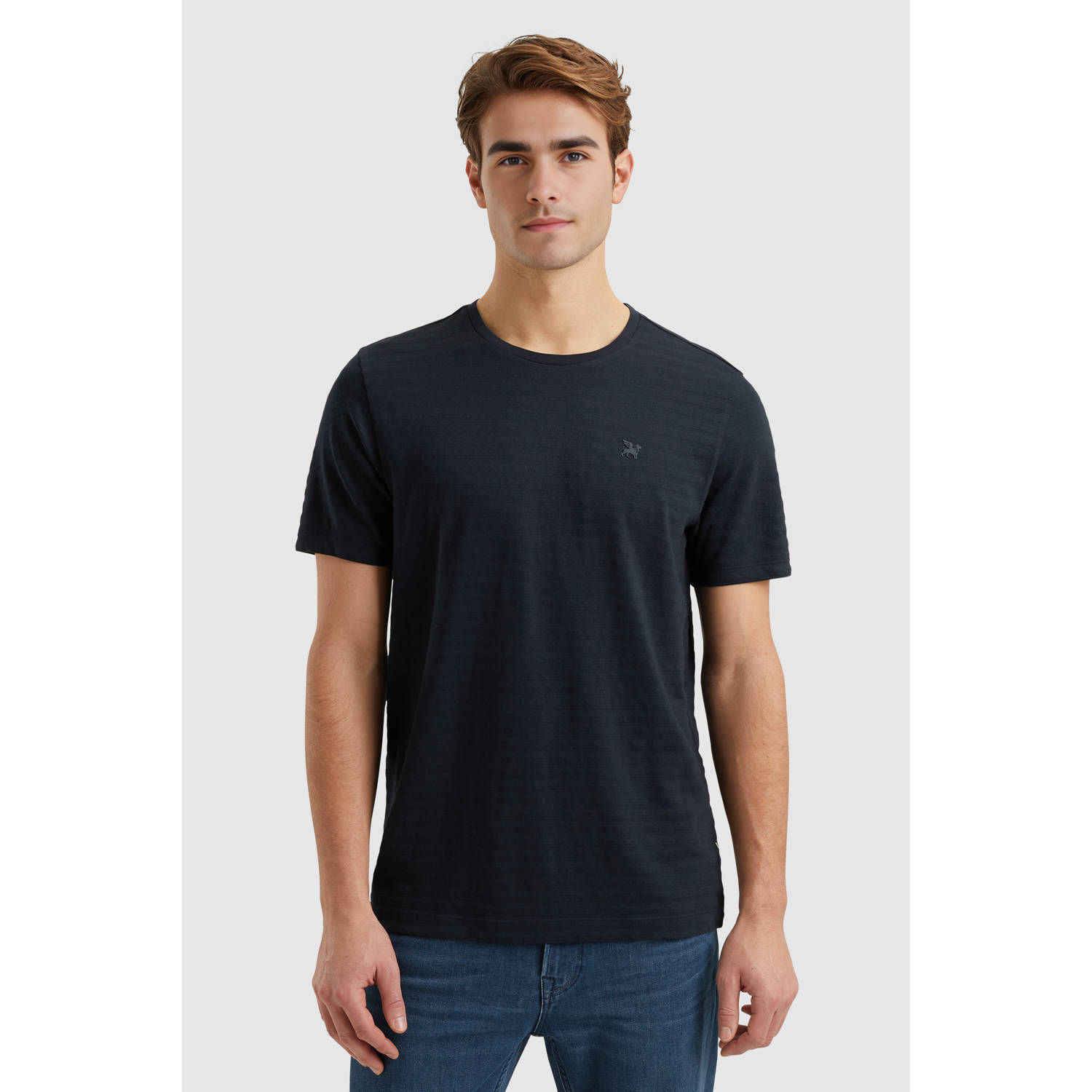 Vanguard T-shirt met ingebreid patroon donkerblauw