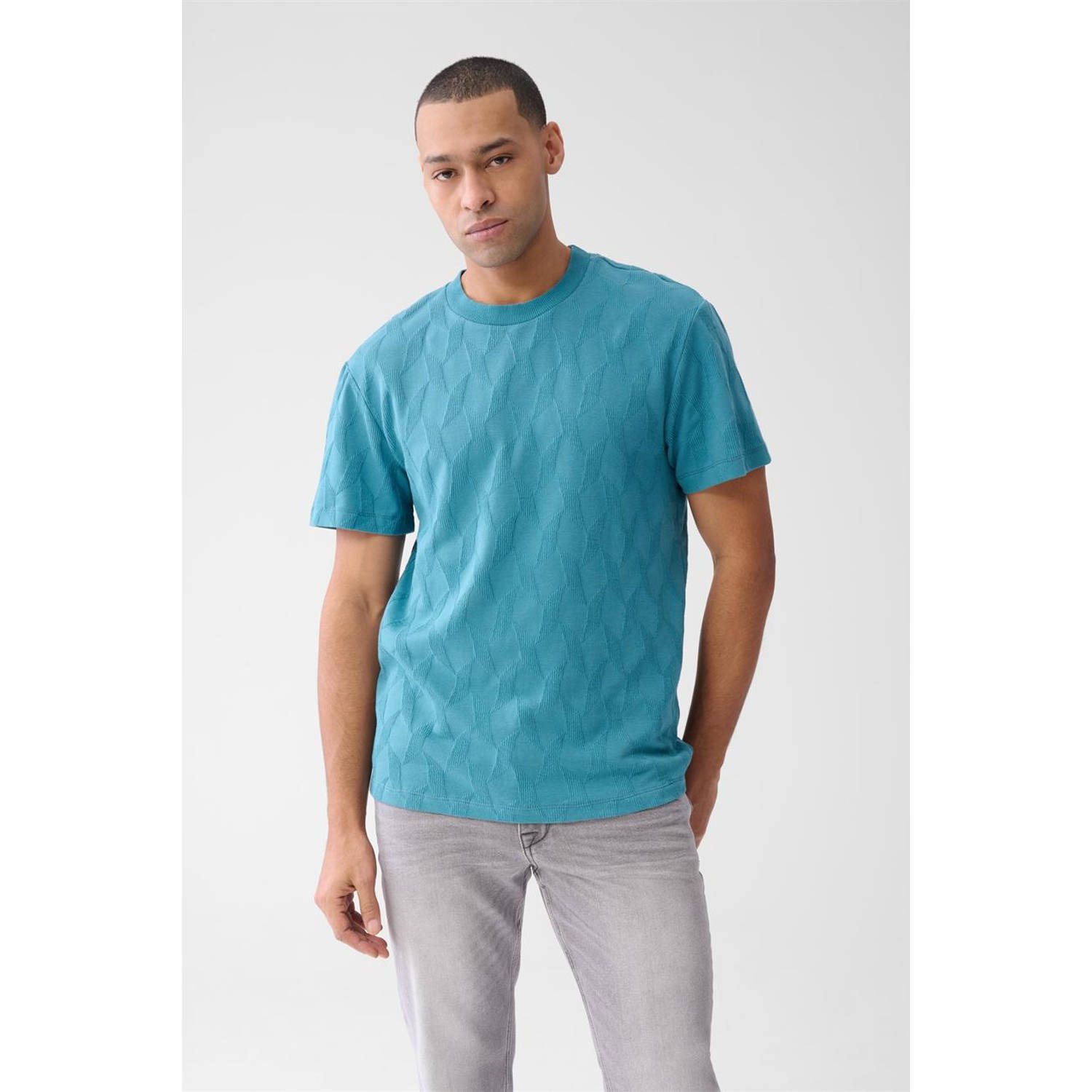 Shoeby T-shirt met ingebreid patroon blauw