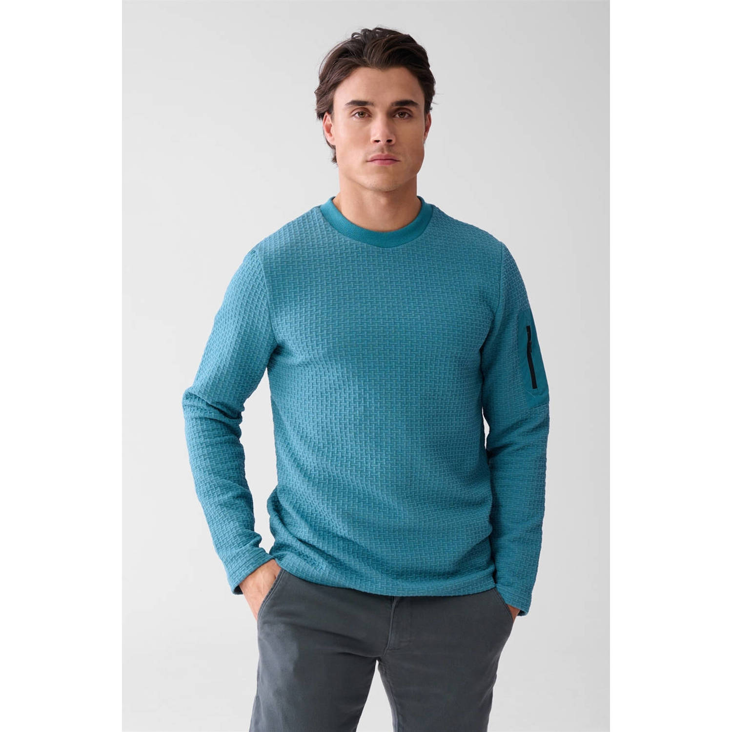 Shoeby longsleeve met ingebreid patroon blauw