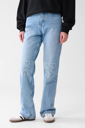high waist medium blue denim