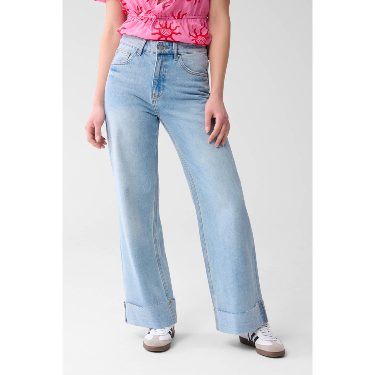 Shoeby high waist wide leg jeans medium blue denim