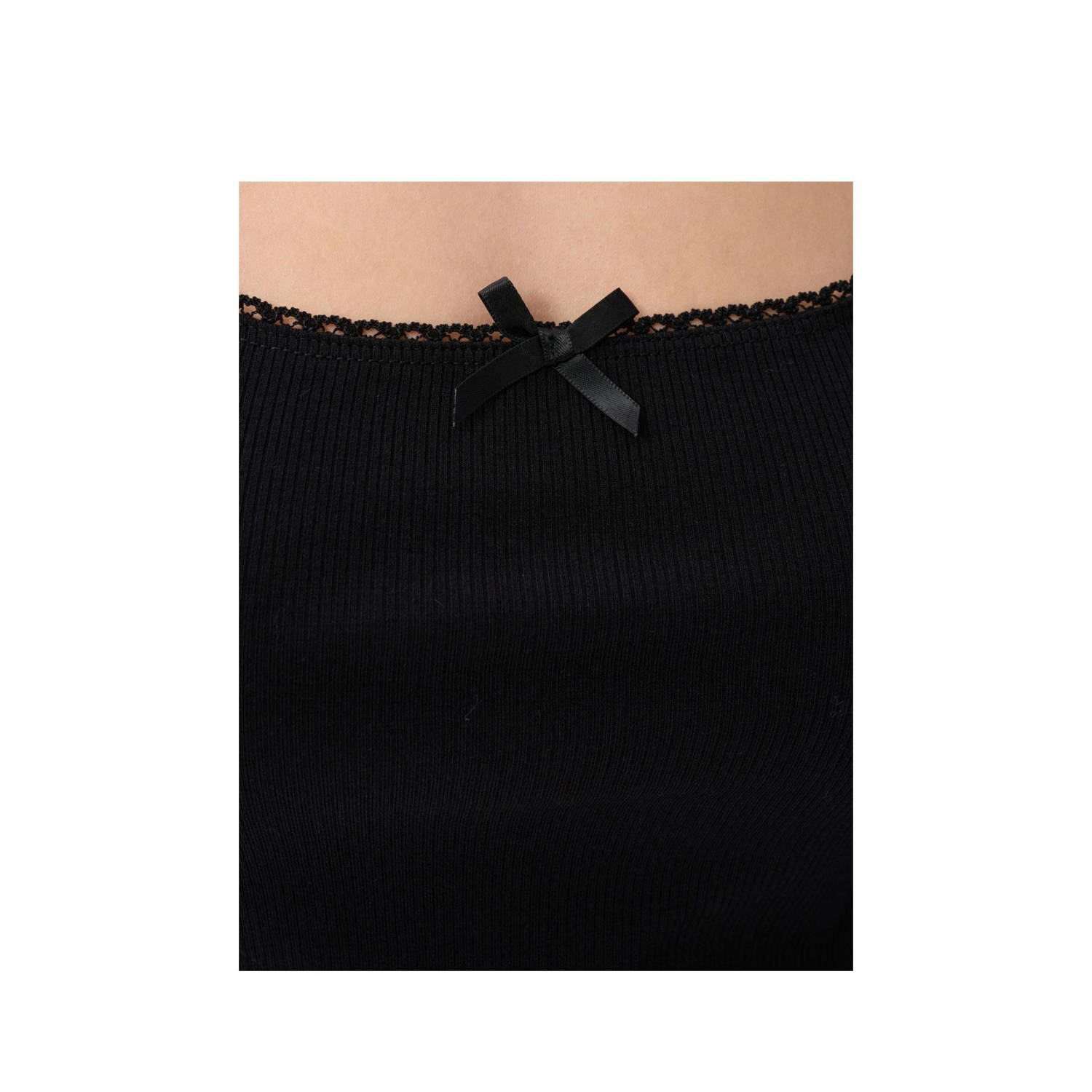 Shoeby singlet zwart rib gebreid