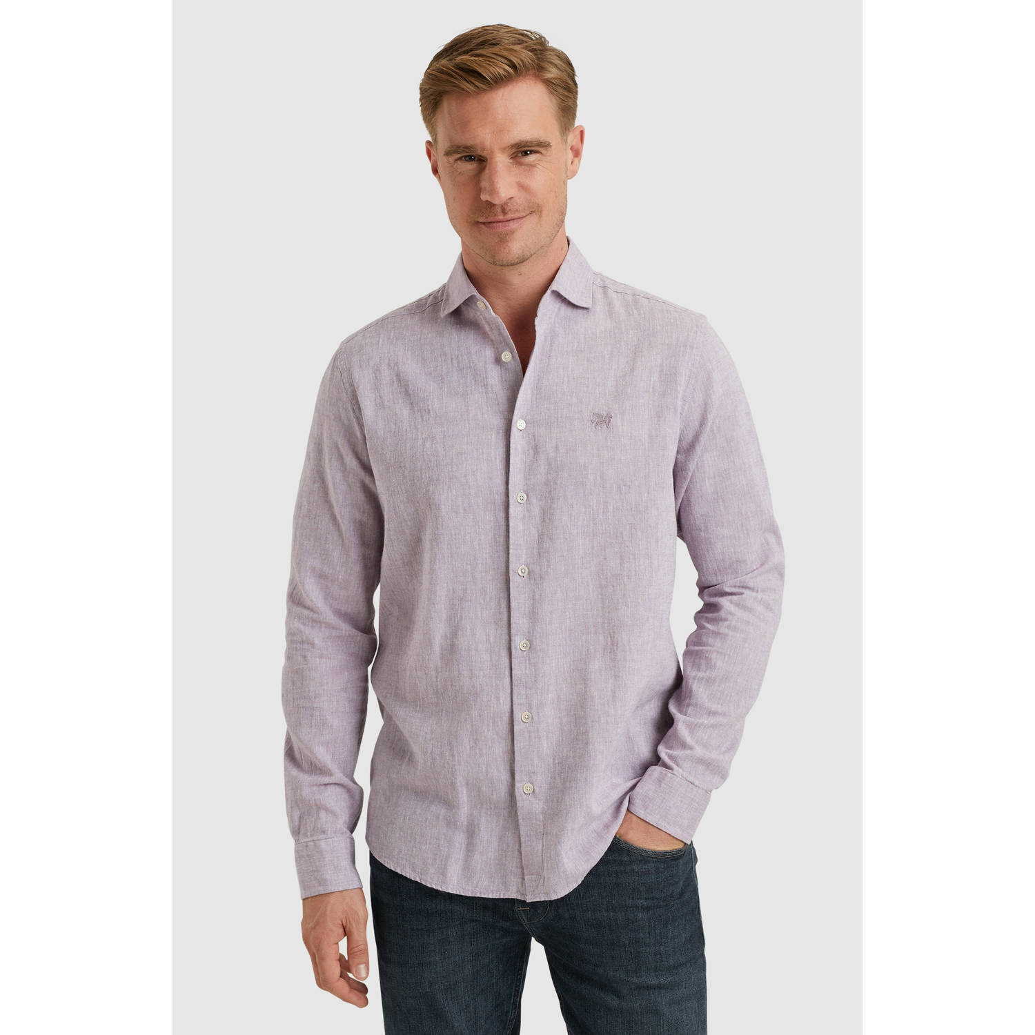 Vanguard linnen casual overhemd violet