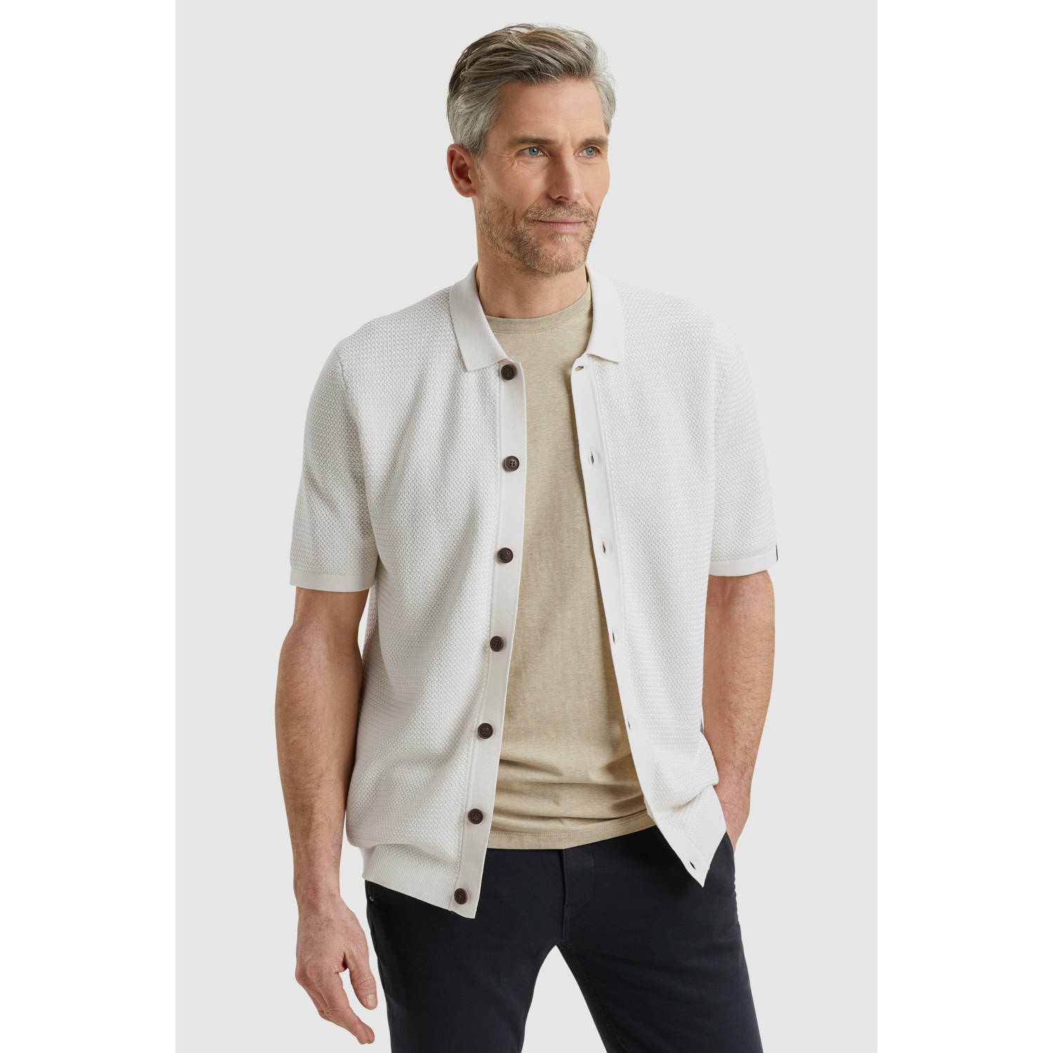 Vanguard vest met ingebreid patroon wit