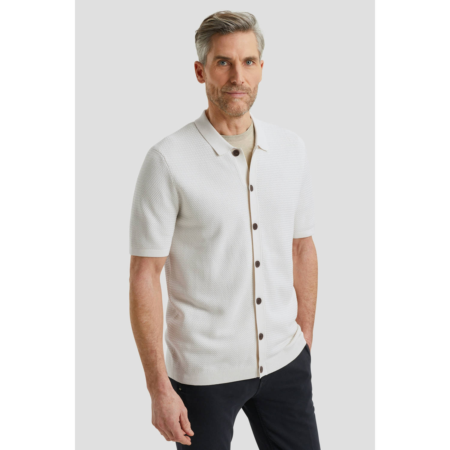 Vanguard vest met ingebreid patroon wit