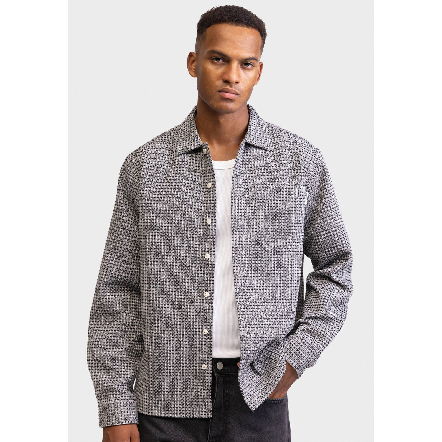 Redefined Rebel overshirt met textuur grijs