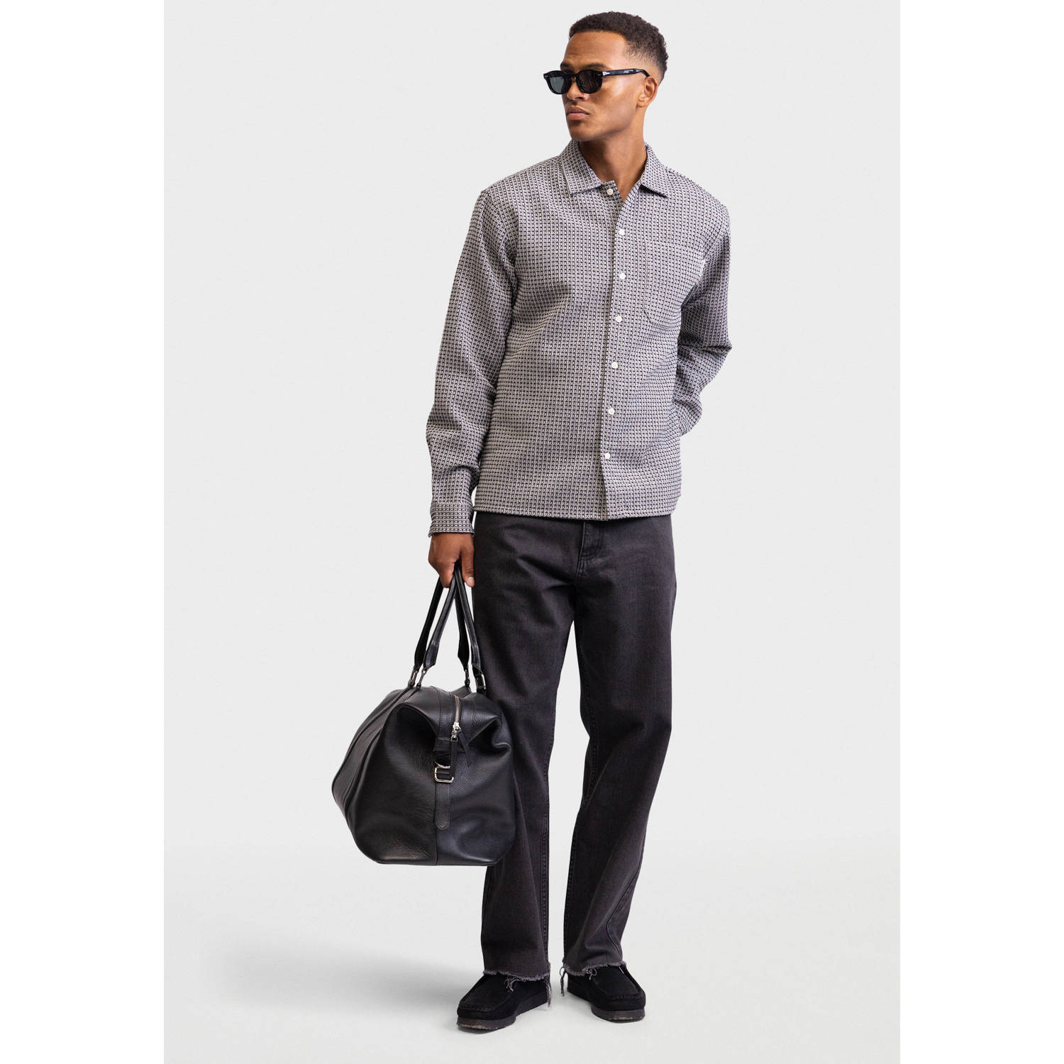 Redefined Rebel overshirt met textuur grijs