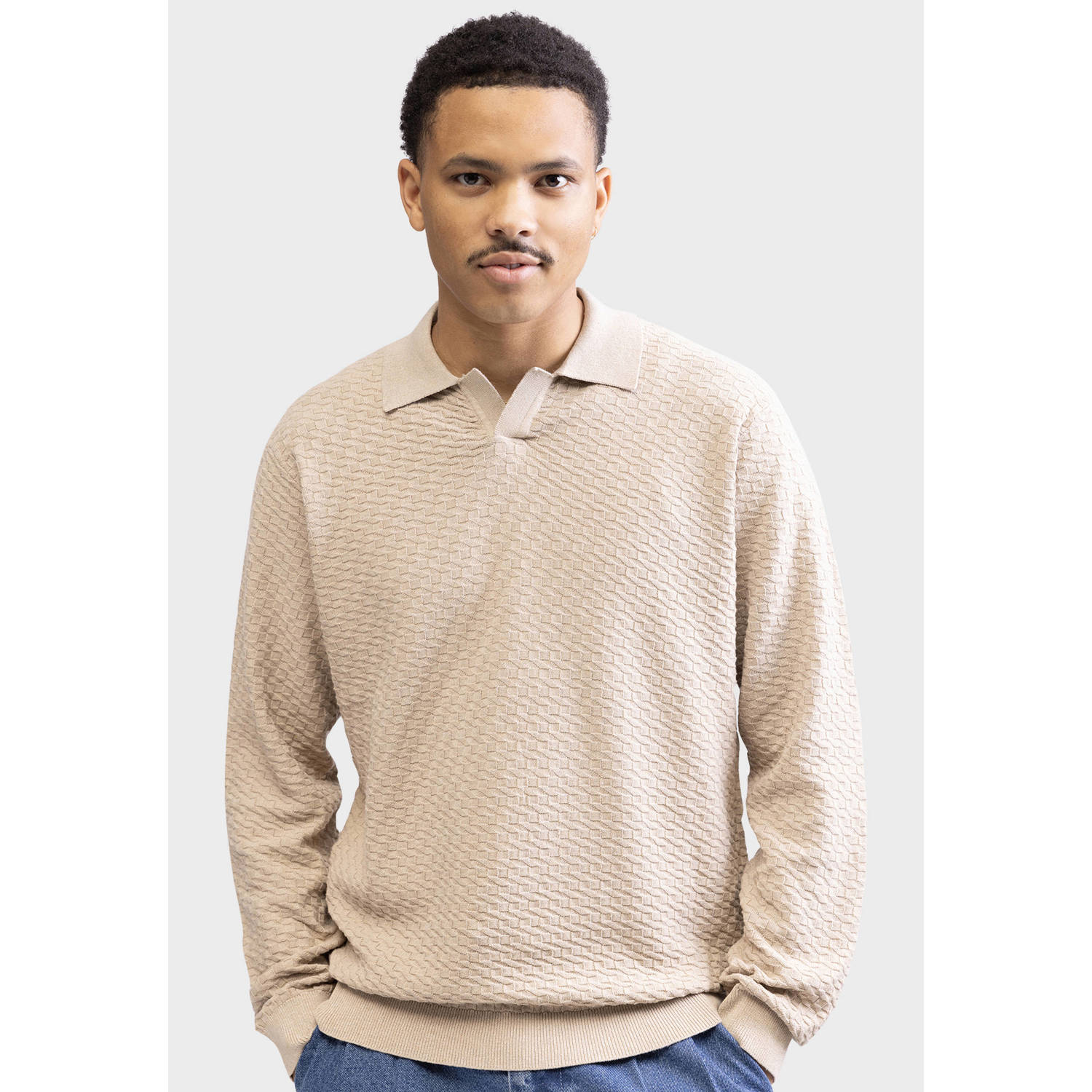 Redefined Rebel trui met ingebreid patroon beige