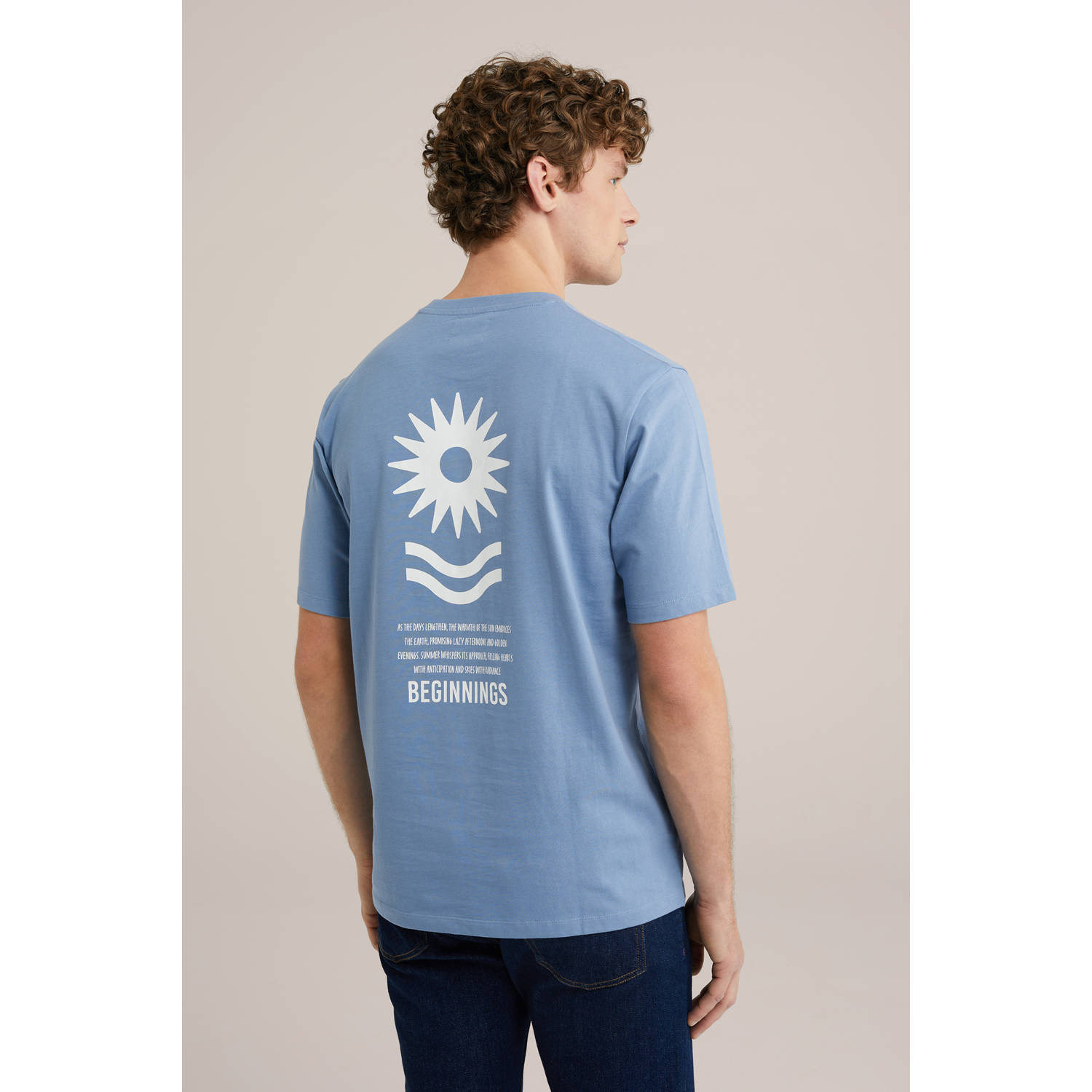 WE Fashion T-shirt met opdruk blauw
