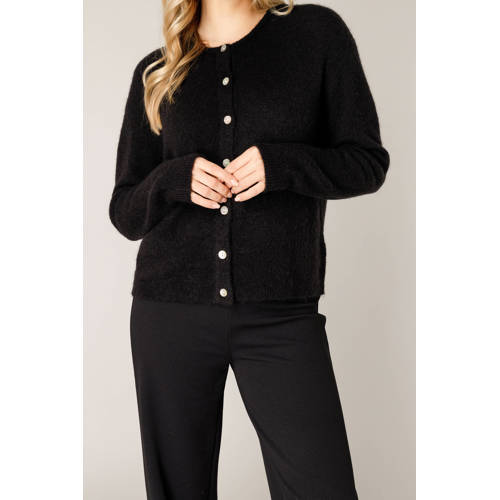 Base Level cardigan zwart fijn gebreid afbeelding