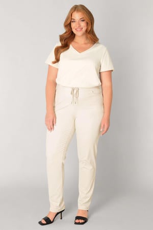slim fit broek travelstof zand