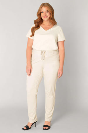 slim fit broek travelstof zand