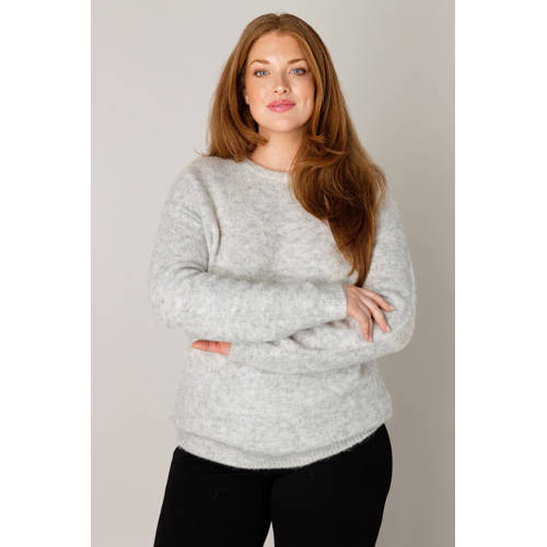 Base Level Curvy wollen gebreide trui grijs afbeelding