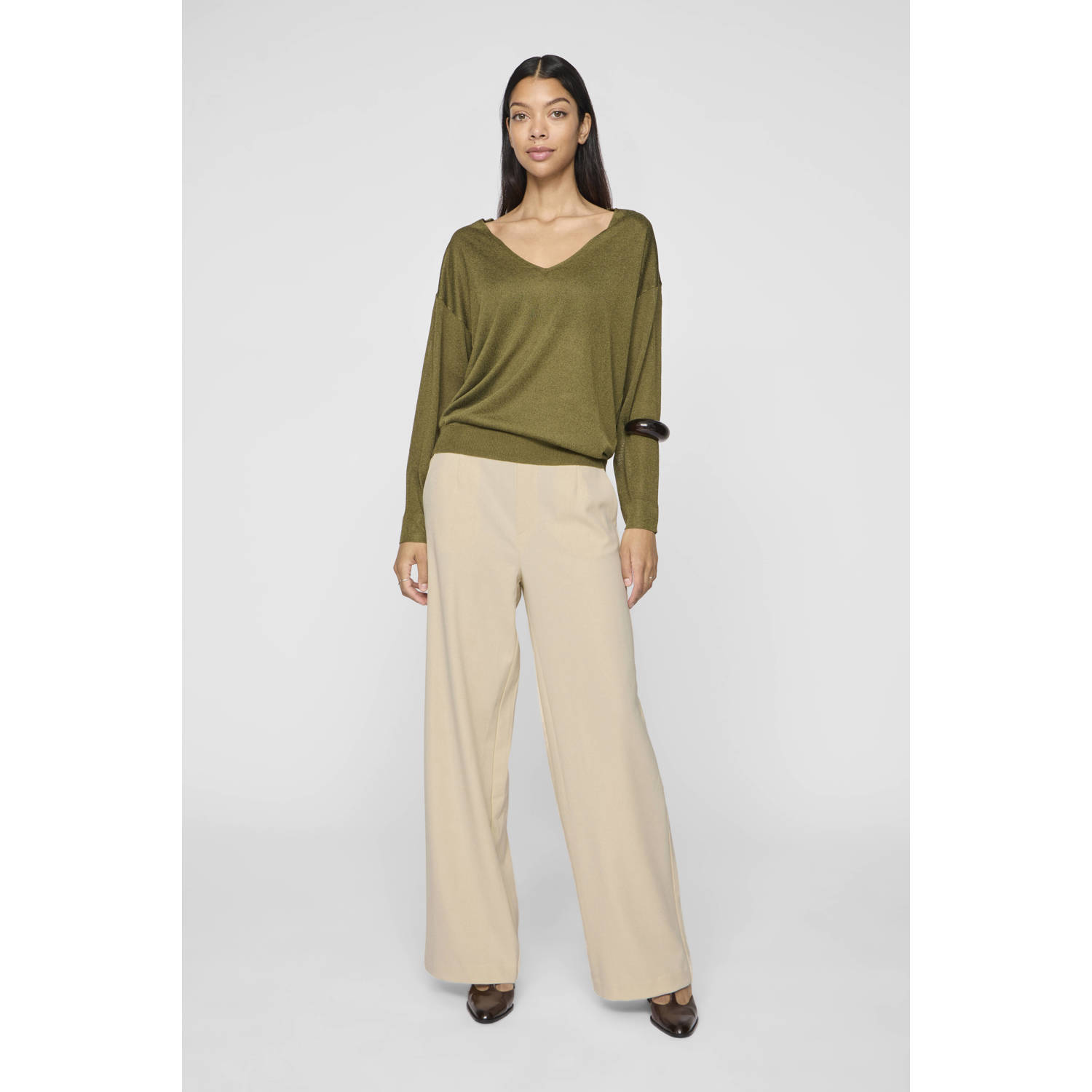 VILA wide leg high waist casual broek
